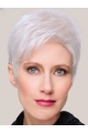 8" Short Straight Sleek Monofilament Grey Wigs