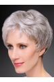 8" Short Straight Durable 100% Hand-tied Grey Wigs