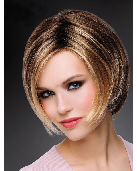 Exquisite 8" Short Straight Blonde Bob Wigs