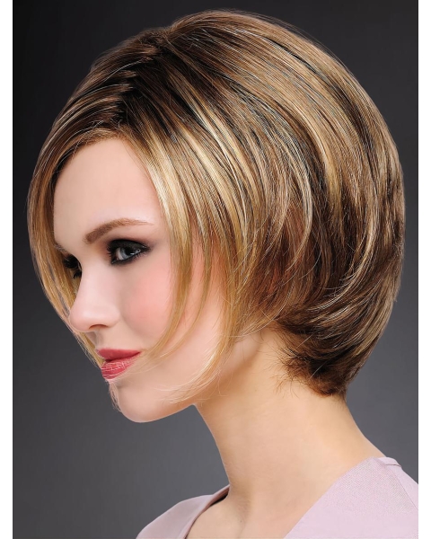 Exquisite 8" Short Straight Blonde Bob Wigs