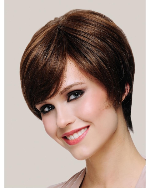 Style 8" Short Straight Brown Bob Wigs