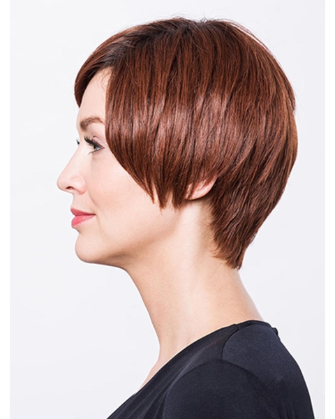 Suitable 8" Short Straight Auburn Bob Wigs