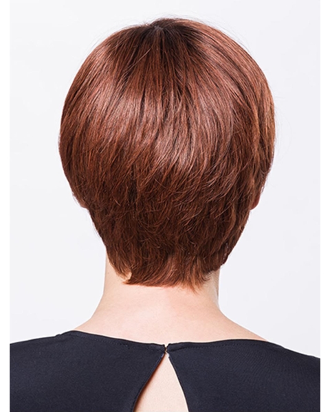 Suitable 8" Short Straight Auburn Bob Wigs