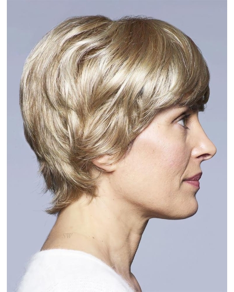 Blonde 8" With Bangs Short Great Monofilament Wigs