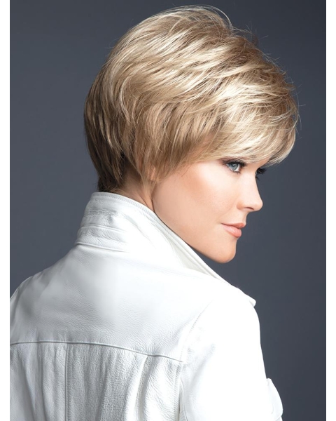 Blonde 8" With Bangs Good Capless Synthetic Wigs