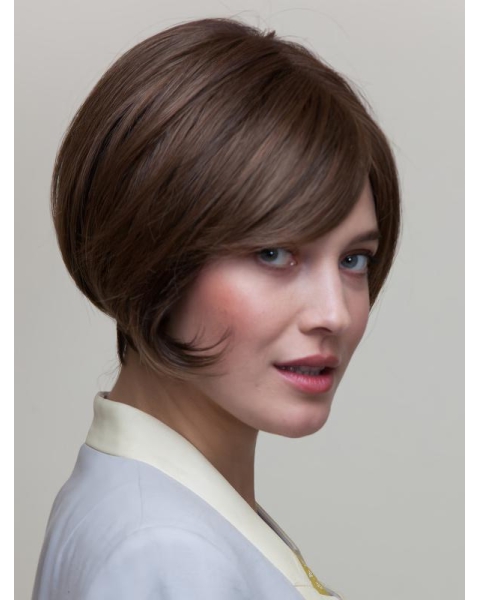 8" Short Brown Straight Natural Bob Wigs