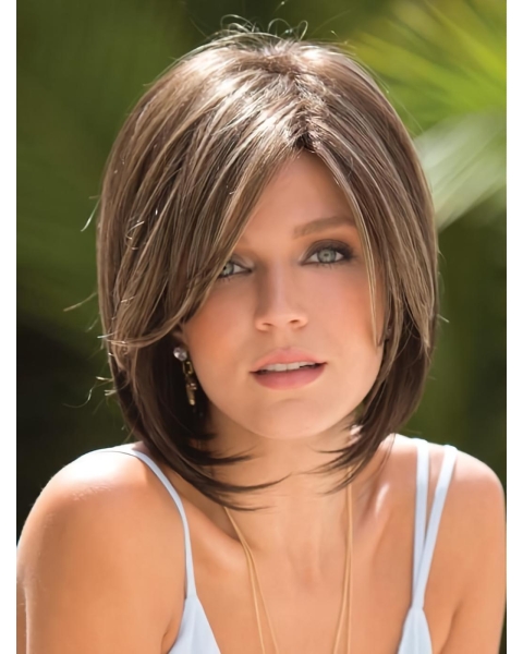 Straight Brown Bob Short Capless Synthetic Wig