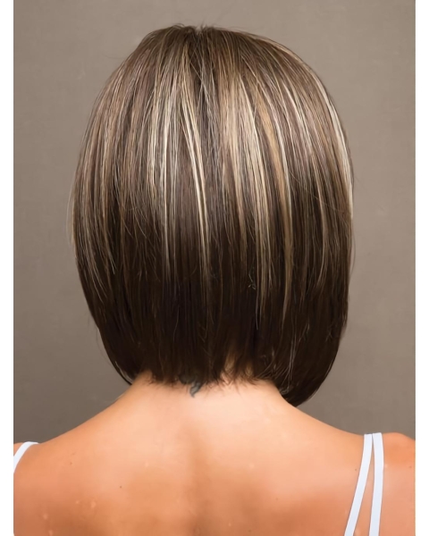 Straight Brown Bob Short Capless Synthetic Wig