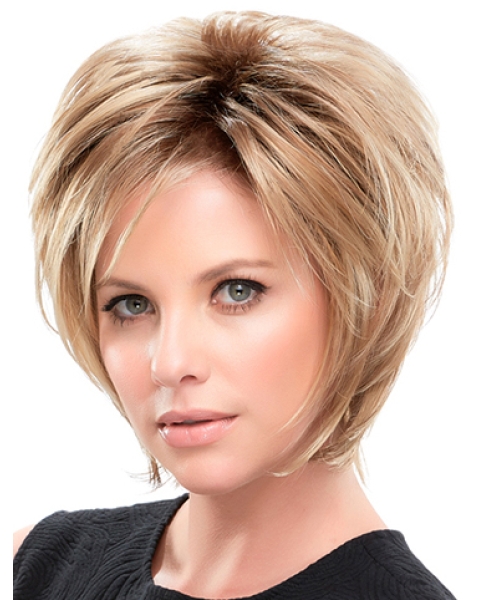 Straight 10" Blonde Synthetic Layered Hairstyles For Short Hair