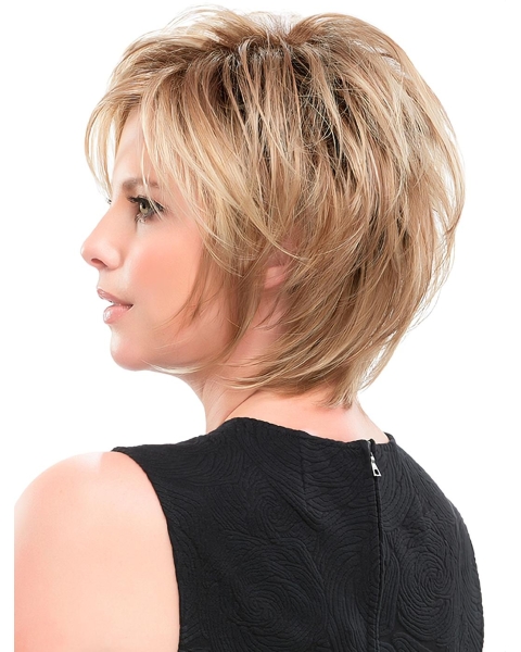 Straight 10" Blonde Synthetic Layered Hairstyles For Short Hair