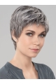 Straight Short 6" Monofilament Style Grey Wigs