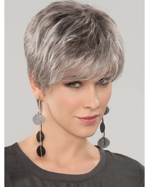 Straight Short 8" 100% Hand-tied Good Grey Wigs