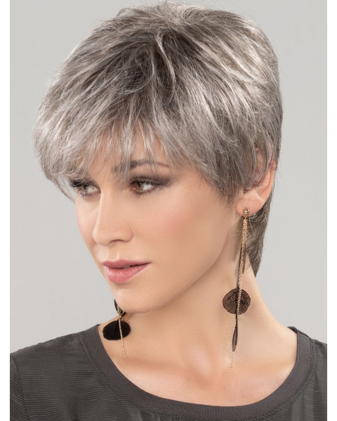 Straight Short 8" 100% Hand-tied Good Grey Wigs