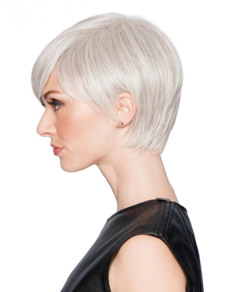 Capless Straight Grey Short Synthetic Wigs