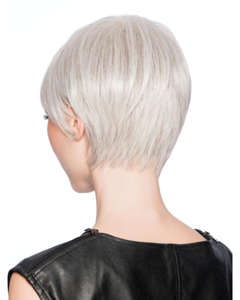 Capless Straight Grey Short Synthetic Wigs