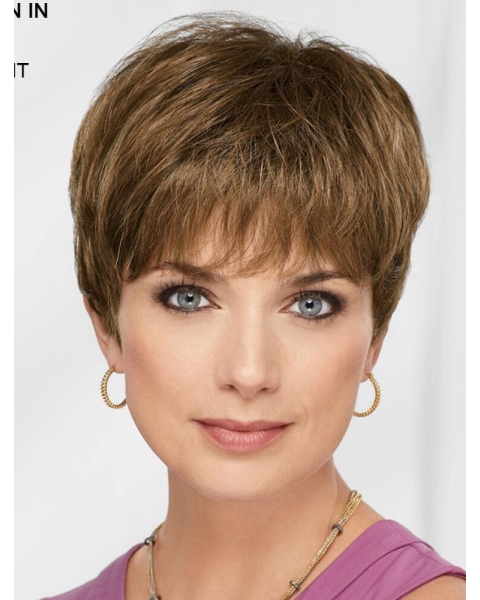 Brown 8" Boycuts Flexibility Capless Synthetic Wigs