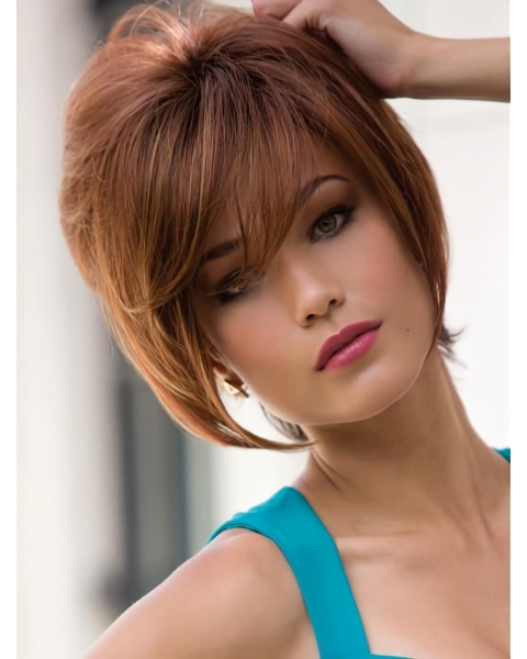 Capless 9" Women'S Short Straight Synthetic Hair Wigs