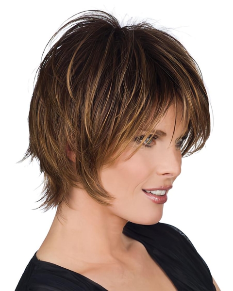 Popular Brown Straight Short Human Hair Wigs