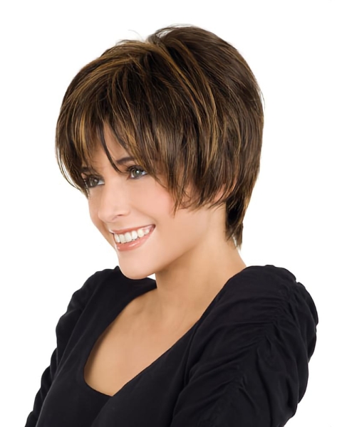 Popular Brown Straight Short Human Hair Wigs