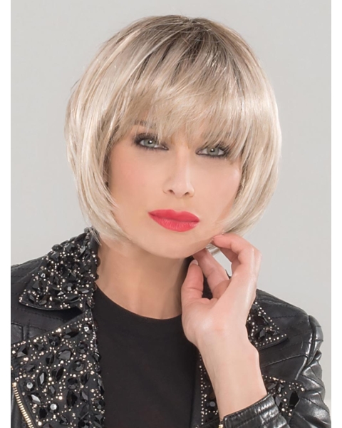 Platinum Blonde Monofilament 10" Synthetic Bob Wigs