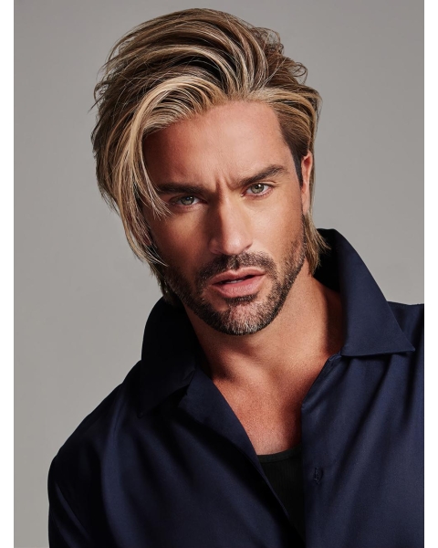 Straight Blonde Layered Short Men Wig