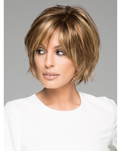 Straight Brown Short 6" Synthetic Lace Wigs