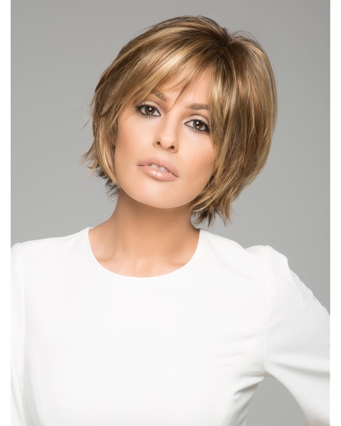 Straight Brown Short 6" Synthetic Lace Wigs