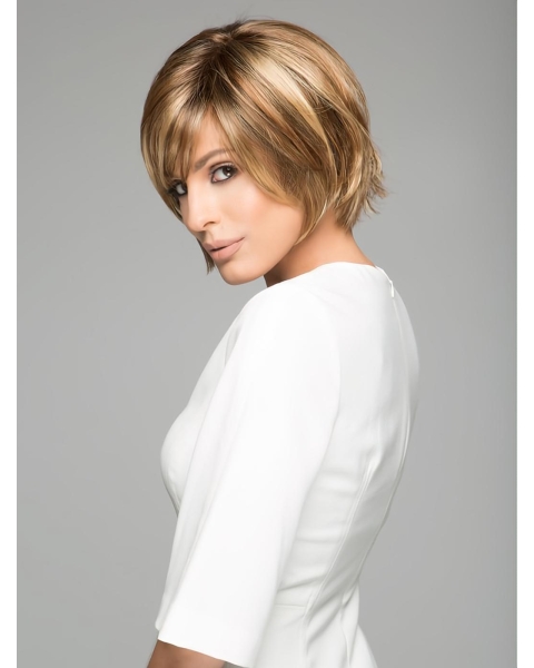 Straight Brown Short 6" Synthetic Lace Wigs