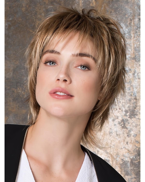 High Quality Straight Boycuts Blonde Monofilament Wigs