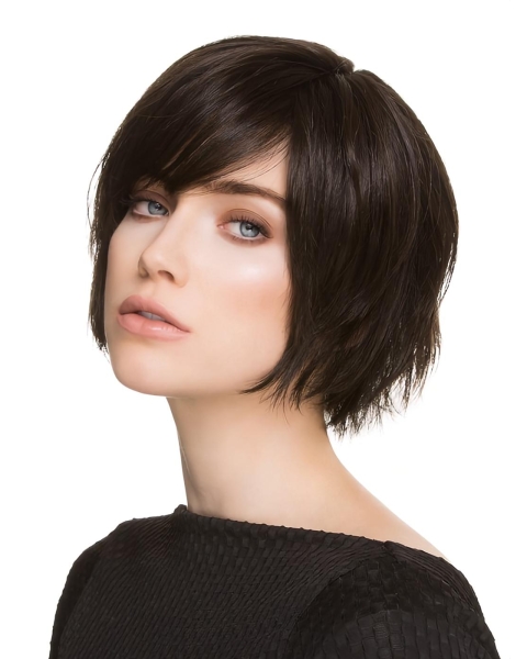 6" Black Straight Short Stylish Synthetic Lace Wigs