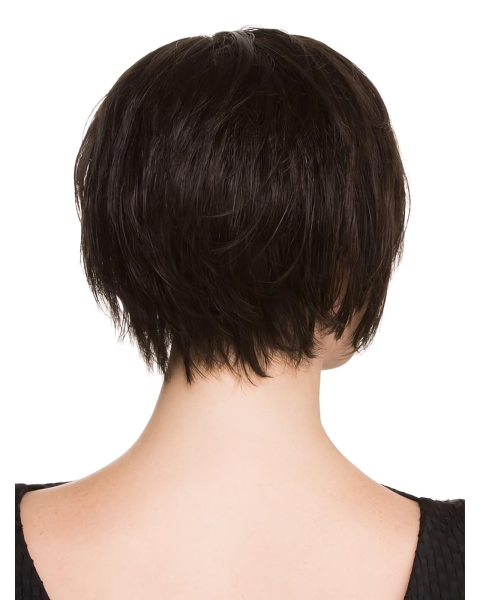 6" Black Straight Short Stylish Synthetic Lace Wigs