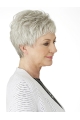 Comfortable Short Straight 4" Grey Wigs