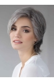 Short Straight Grey Layered 100% Hand Tied Synthetic Wigs