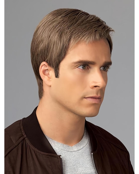 4" Straight Blonde Monofilament Men Wig