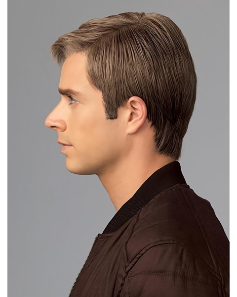 4" Straight Blonde Monofilament Men Wig