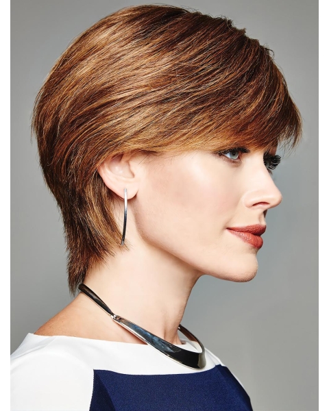 Short Monofilament With Bangs Human Hair Wigs