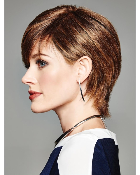 Short Monofilament With Bangs Human Hair Wigs