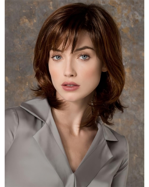 Fabulous Straight Shoulder Auburn Length Petite Monofilament Wigs