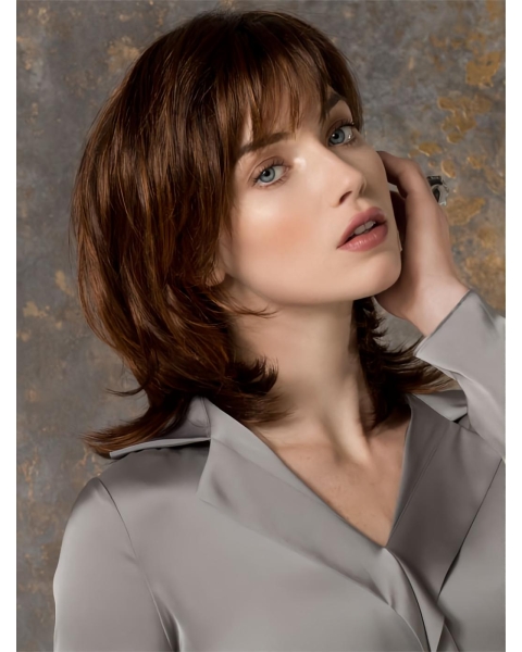 Fabulous Straight Shoulder Auburn Length Petite Monofilament Wigs