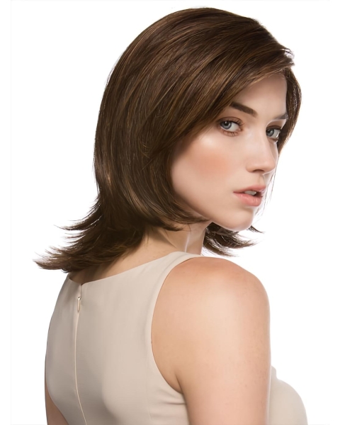 Fabulous Straight Shoulder Auburn Length Petite Monofilament Wigs