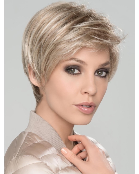 Straight Blonde With Bangs Short Synthetic Wigs