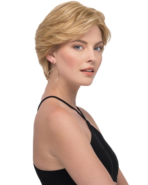 Straight Blonde Layered Human Hair Wigs