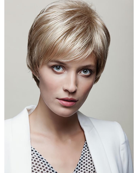 6" Straight Blonde Capless Short Wigs