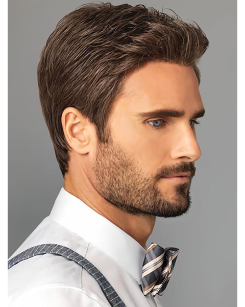 New Arrival 4" Straight Brown Classic Men Wigs