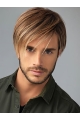 8" Straight Brown With Bangs Men Wigs