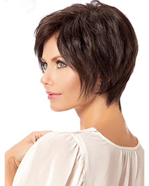 6" Straight Brown Boycuts Short Wigs