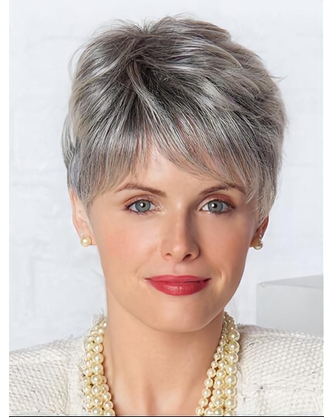 New Short Straight 4" Grey Wigs