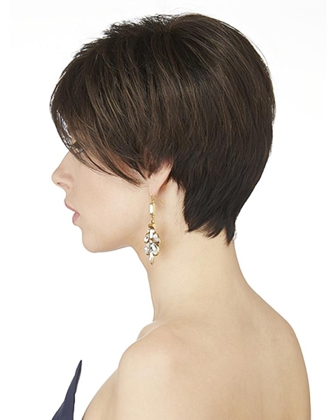 Discount Monofilament Straight Brown Short Wigs