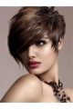 Modern Brown Straight Short Human Hair Wigs