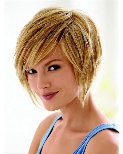 Designed Straight Bobs Blonde Short Wigs